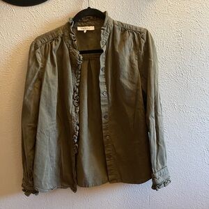 Frame Denim Khaki Ruffled Blouse